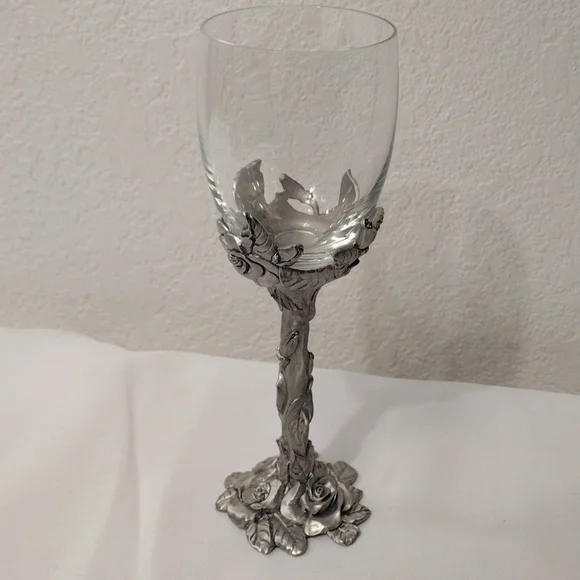 pewter flower crystal glass - Picture 4 of 10